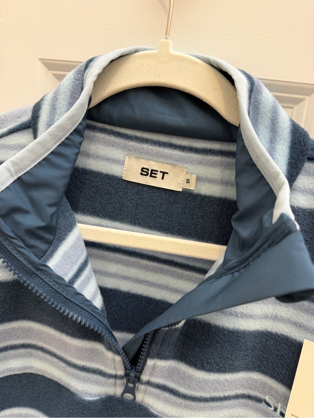 Set Active Microfleece Stripe Half Zip Hammock Blue Small BNWT Trendy - Picture 6 of 11